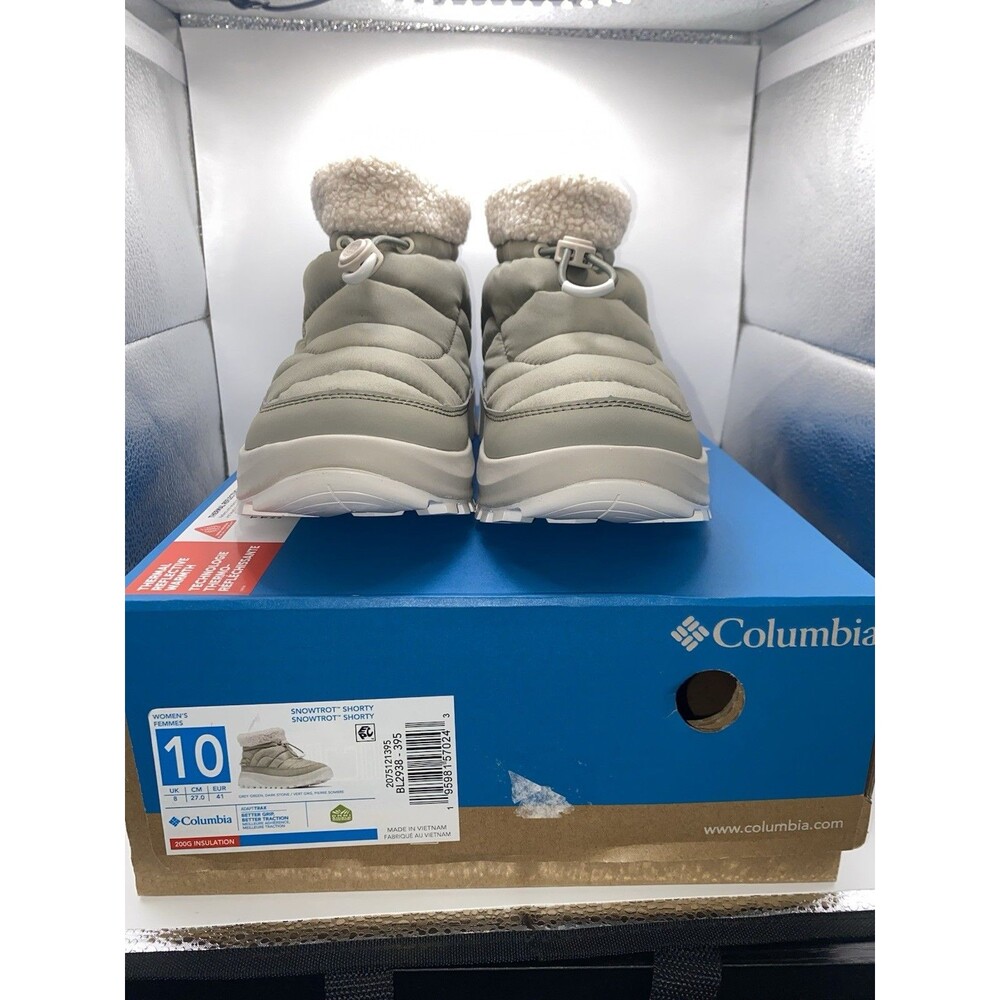 Women's Columbia Snowtrot Shorty Size 10 Gray Green NEW WITH BOX - Picture 7 of 7